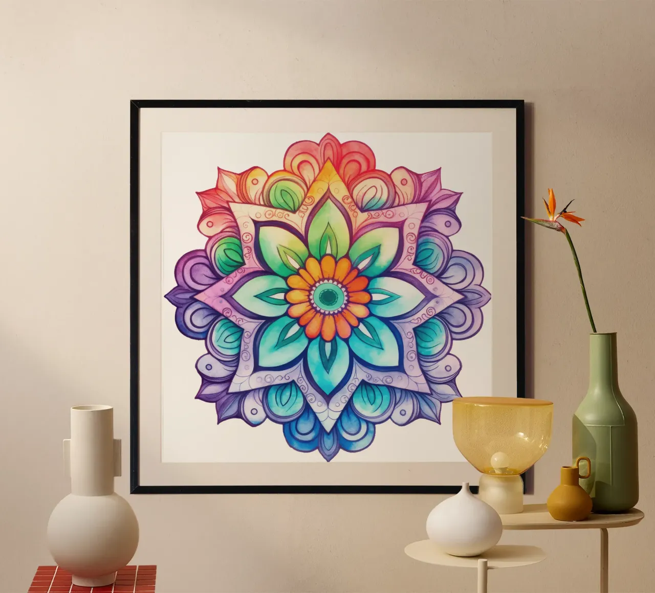 Mandala arcobaleno acquerellato carta hahnemühle da Spiritual Touch