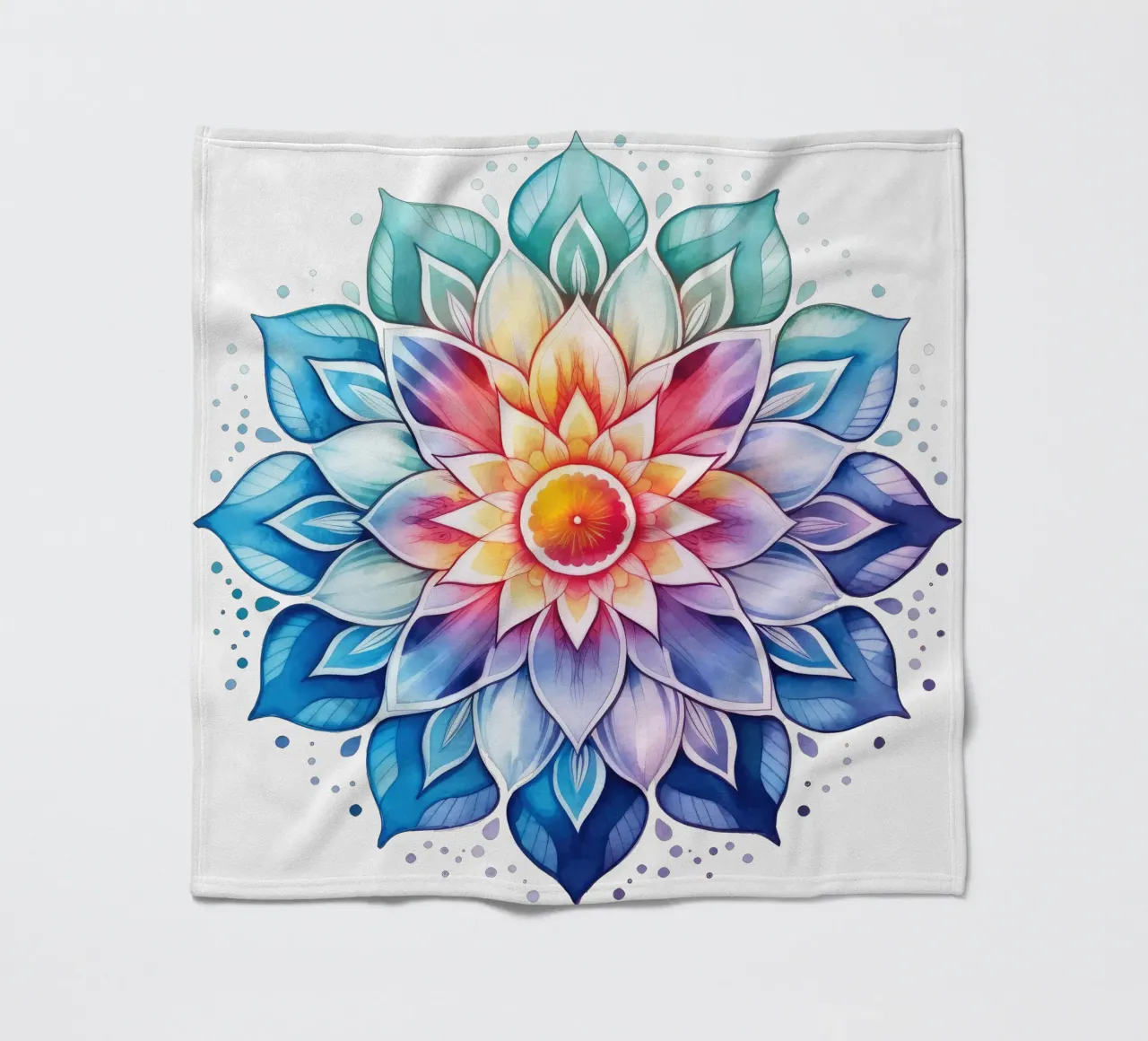 Mandala arcobaleno acquerellato coperta in pile da Spiritual Touch