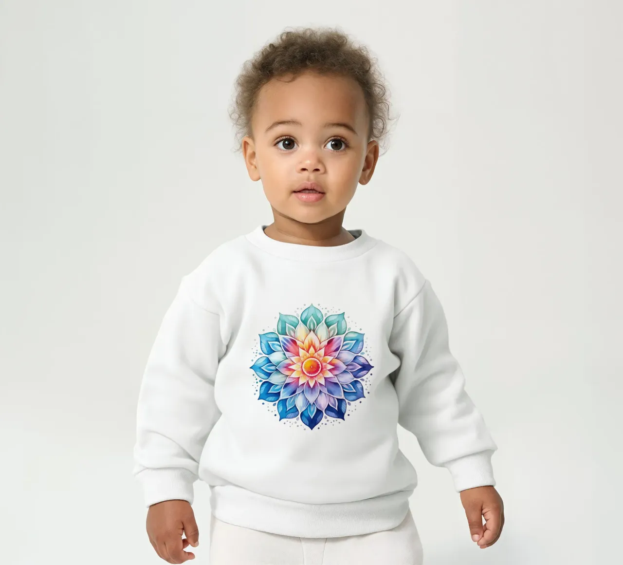 Mandala arcobaleno acquerellato felpa neonato da Spiritual Touch