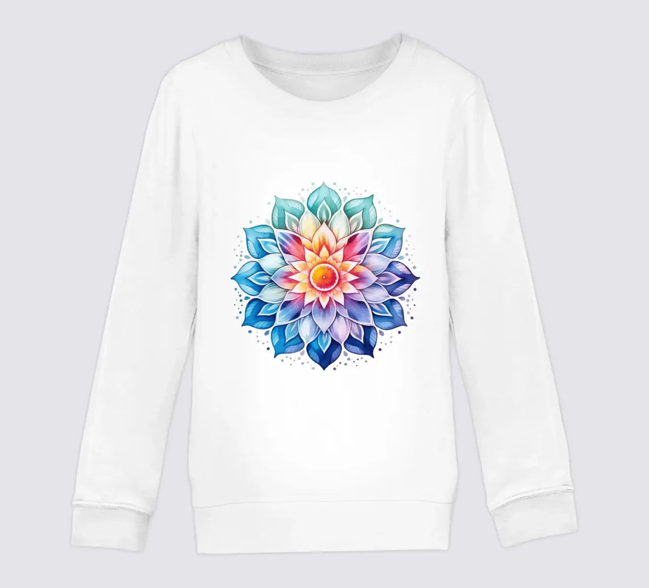 Mandala arcobaleno acquerellato felpa bambino da Spiritual Touch