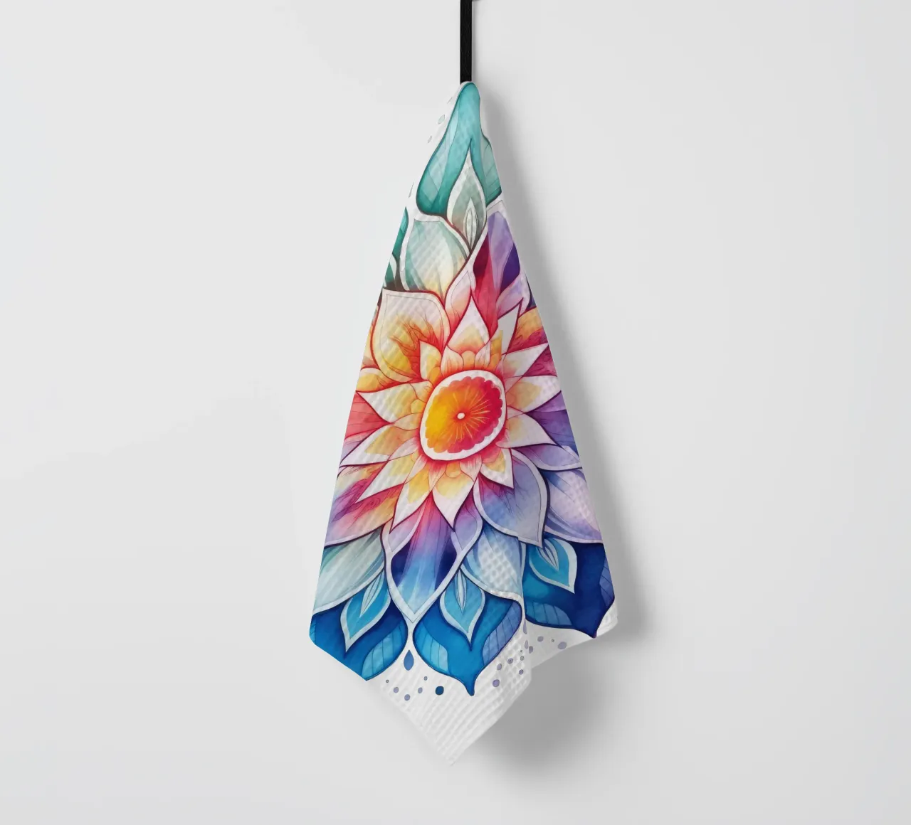 Mandala arcobaleno acquerellato canovaccio da cucina da Spiritual Touch