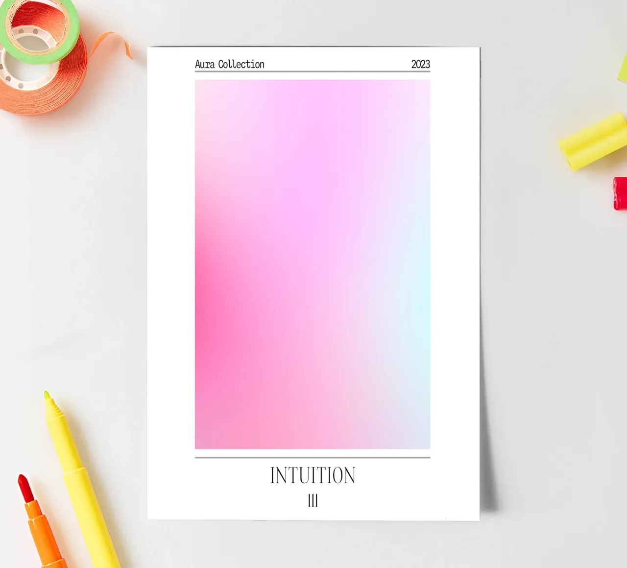 "Intuition" Angelo n. 111 Aura Rosa Blu Gradiente 2023 foglio adesivo da homdeco