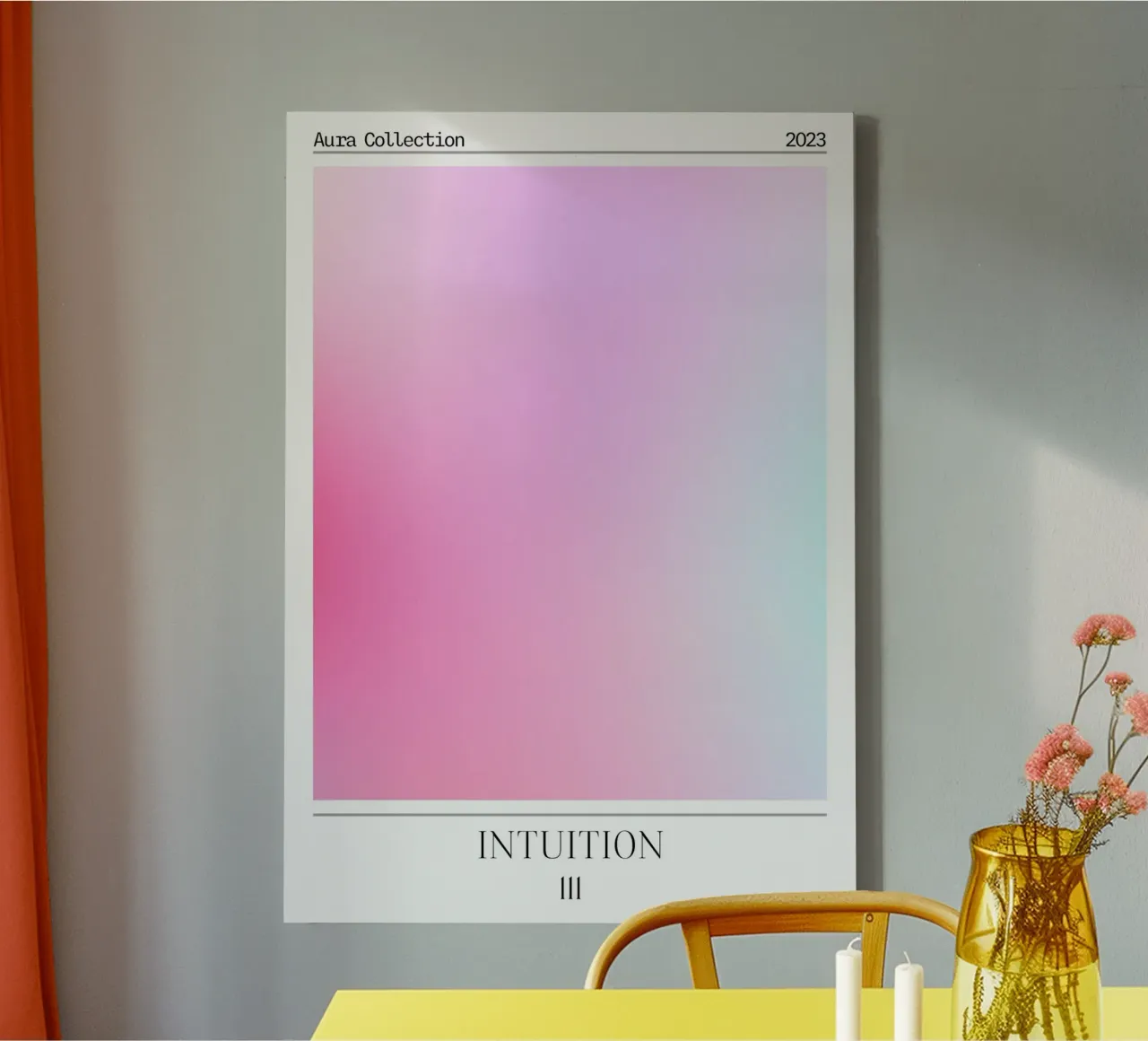 "Intuition" Angelo n. 111 Aura Rosa Blu Gradiente 2023 tela da homdeco