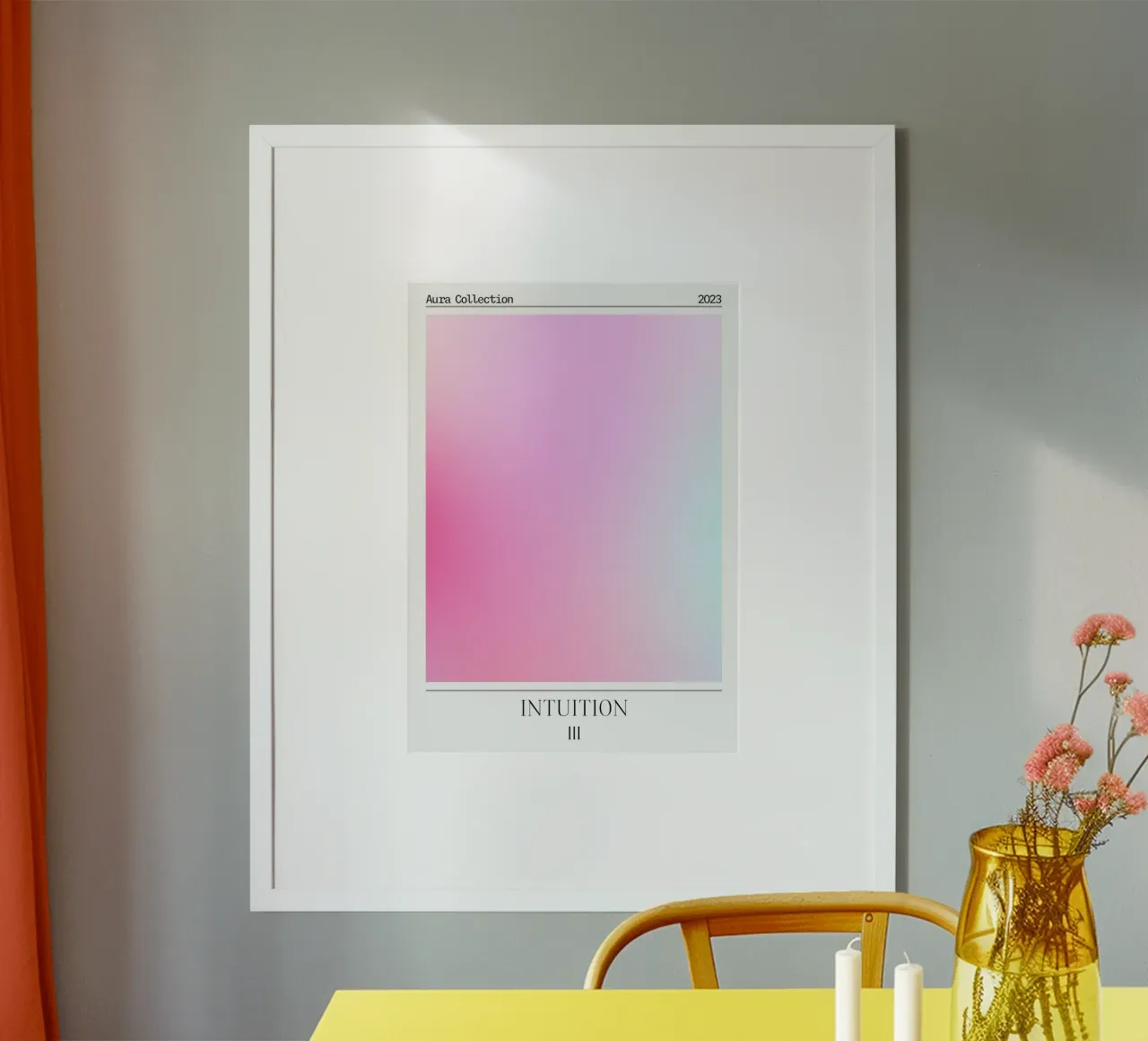 "Intuition" Angelo n. 111 Aura Rosa Blu Gradiente 2023 carta hahnemühle da homdeco