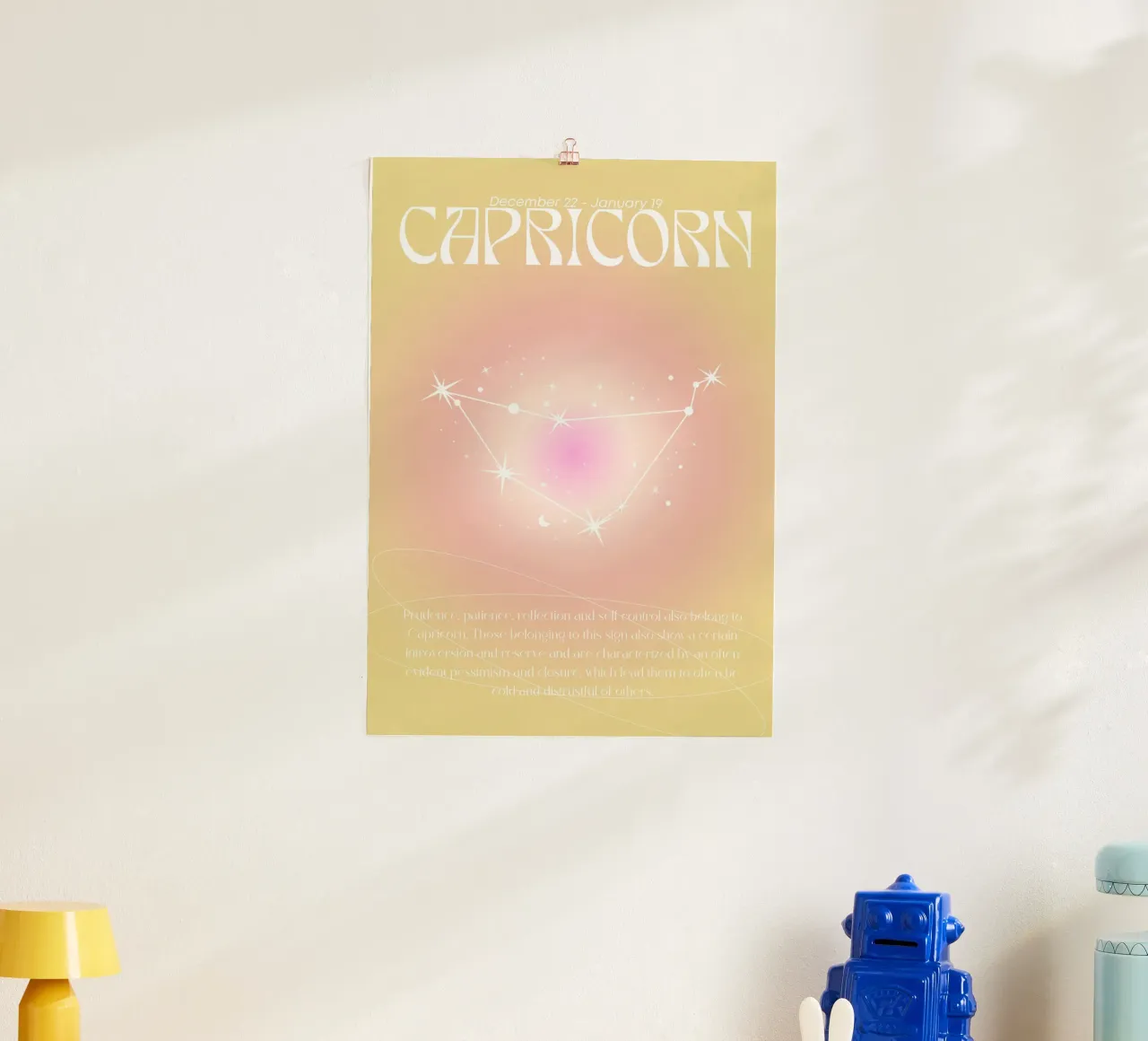 Steinbock Sternzeichen Konstellation Aura Farbverlauf Poster Kunst Poster von homdeco