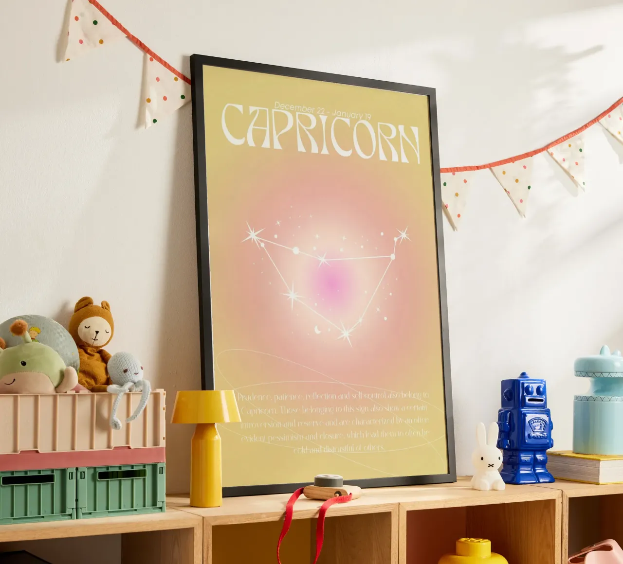 Steinbock Sternzeichen Konstellation Aura Farbverlauf Poster Kunst Poster von homdeco