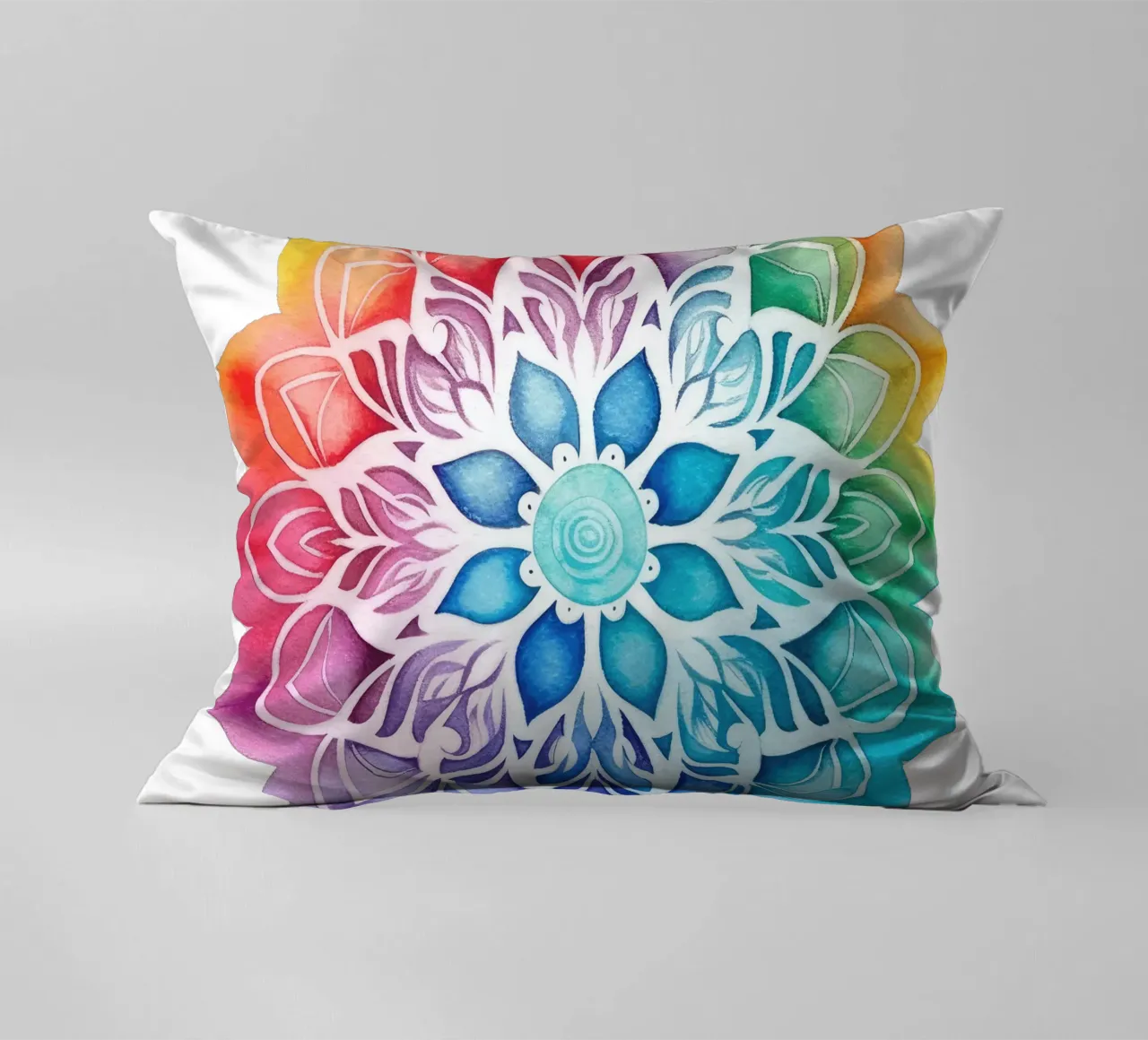 Mandala arcobaleno acquerellato cuscino da Spiritual Touch