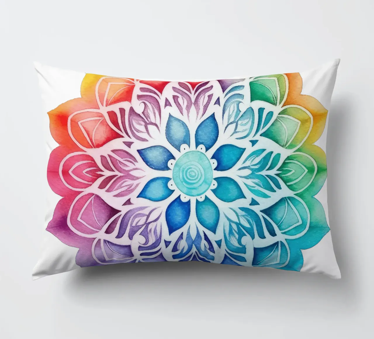 Mandala arcobaleno acquerellato cuscino da Spiritual Touch
