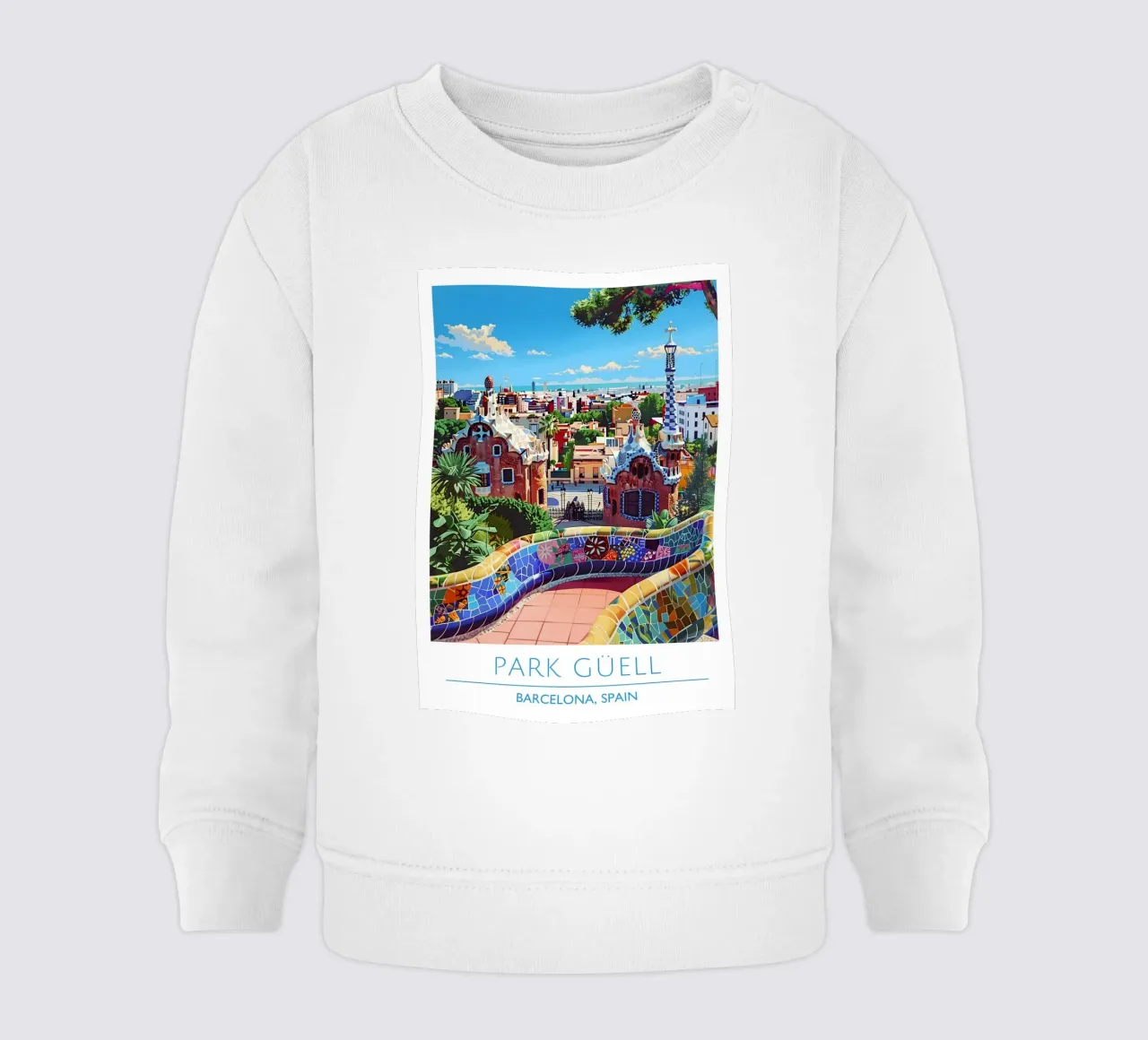 Park Guell Barcellona Poster | Gaudi Mosaico Vintage Travel Ar felpa neonato da homdeco