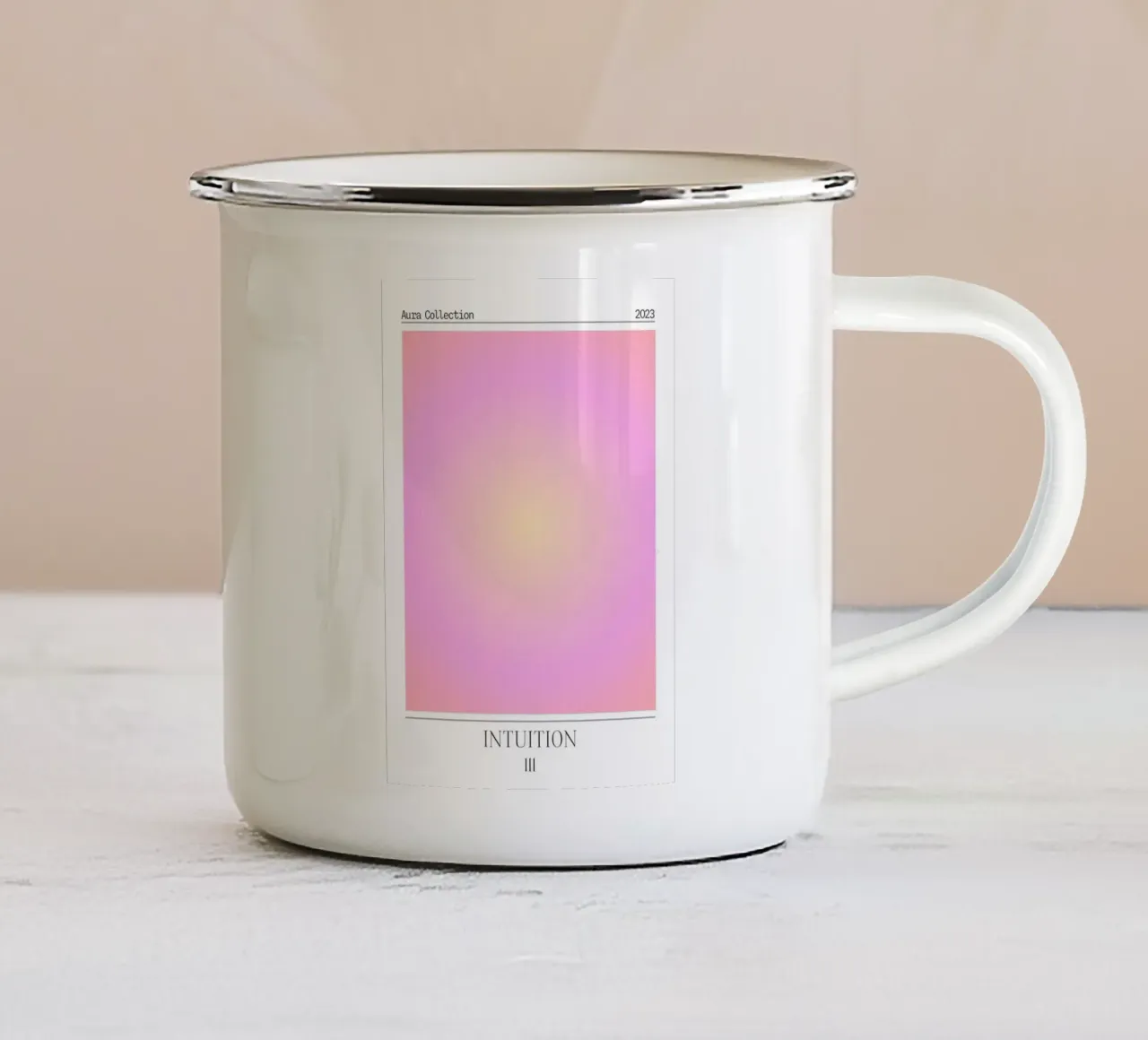 Collezione Aura "Intuition" Rosa Giallo Gradiente 2023 tazza in smalto da homdeco
