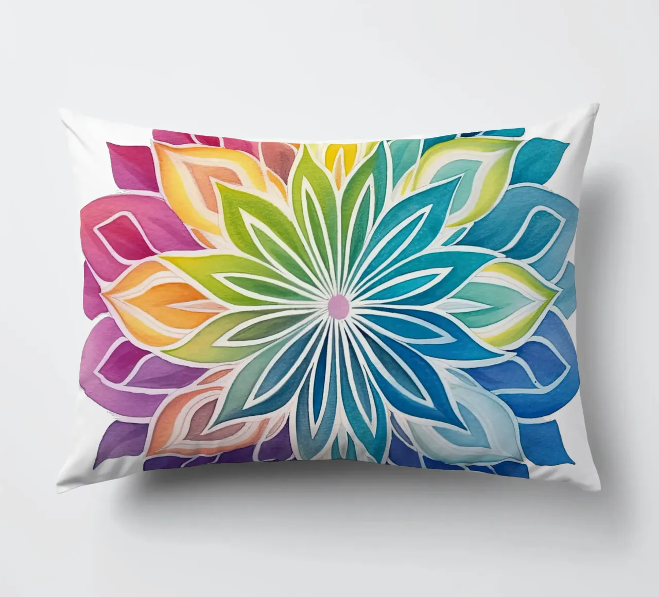 Mandala arcobaleno acquerellato cuscino da Spiritual Touch