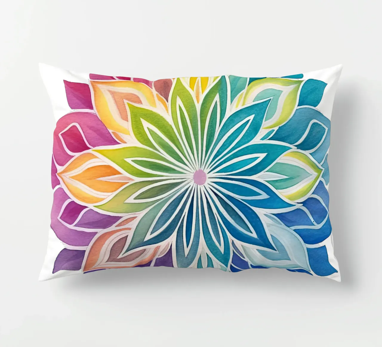 Mandala arcobaleno acquerellato cuscino da Spiritual Touch