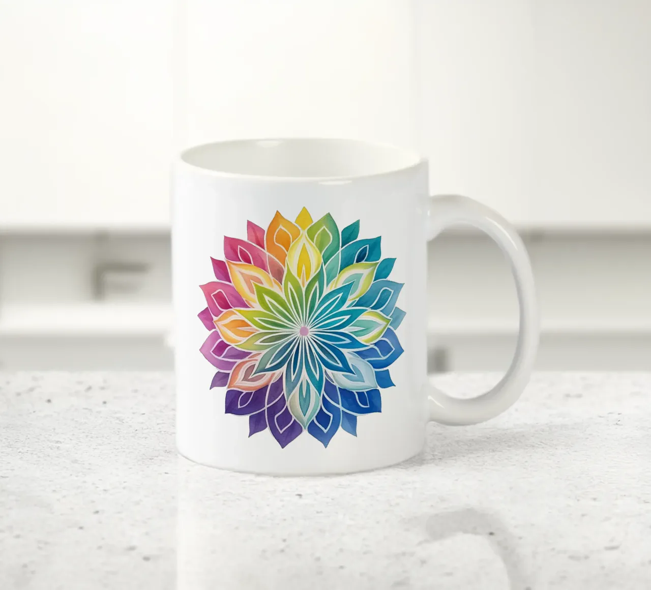 Mandala arcobaleno acquerellato tazza in ceramica da Spiritual Touch