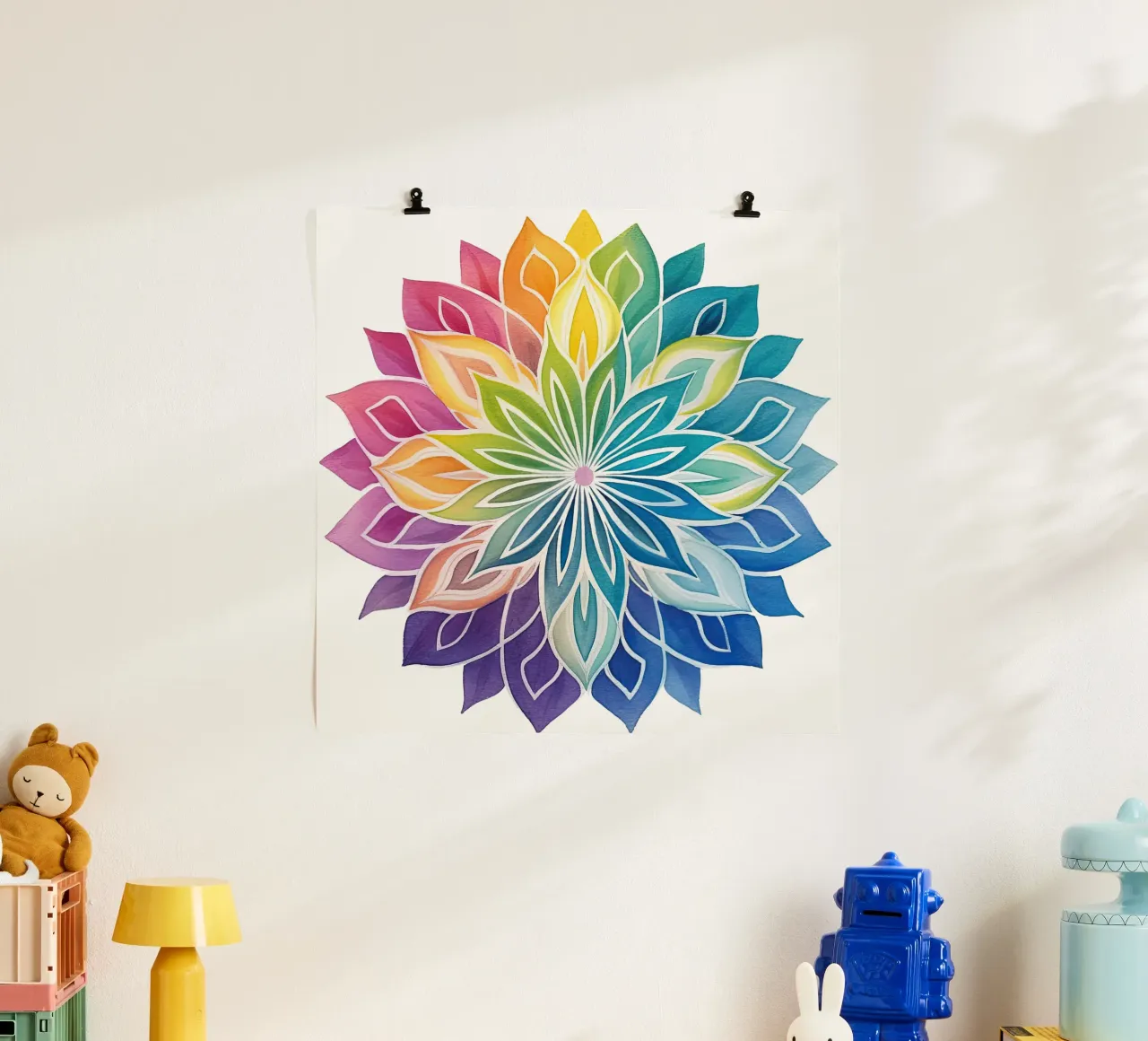 Mandala arcobaleno acquerellato poster da Spiritual Touch