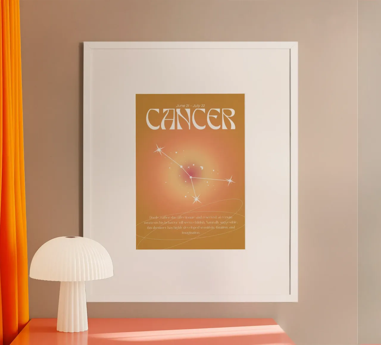 Krebs Tierkreiszeichen Sternbild Orange Aura Gradient Kunst Poster von homdeco