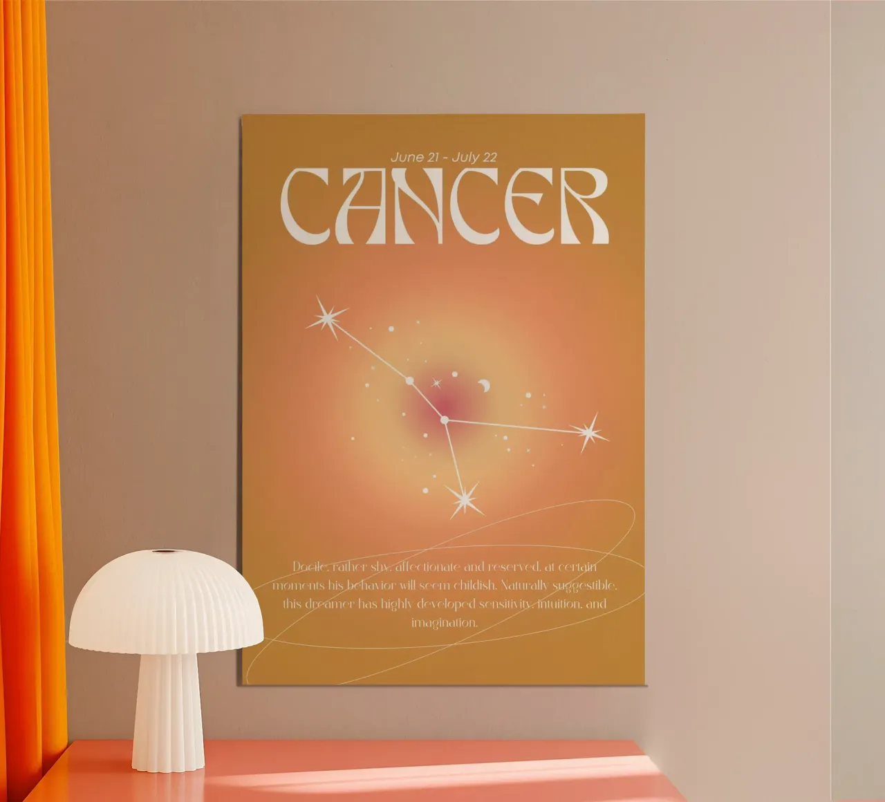Krebs Tierkreiszeichen Sternbild Orange Aura Gradient Kunst Poster von homdeco