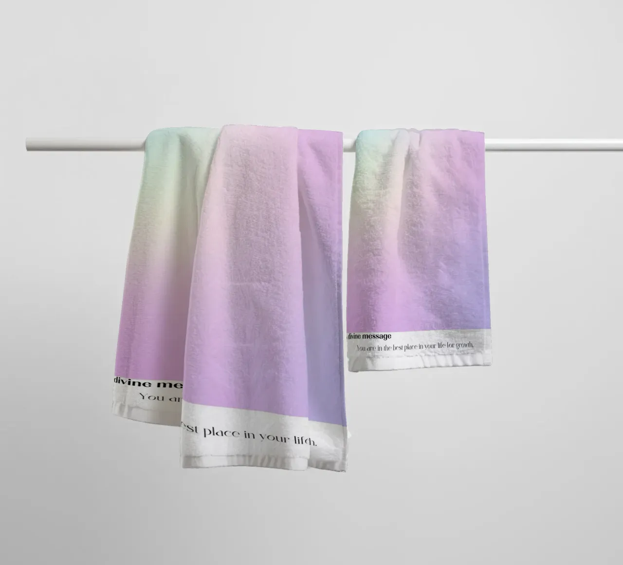 Angel Number 444 Divine Message Aura Gradient Art towel by homdeco