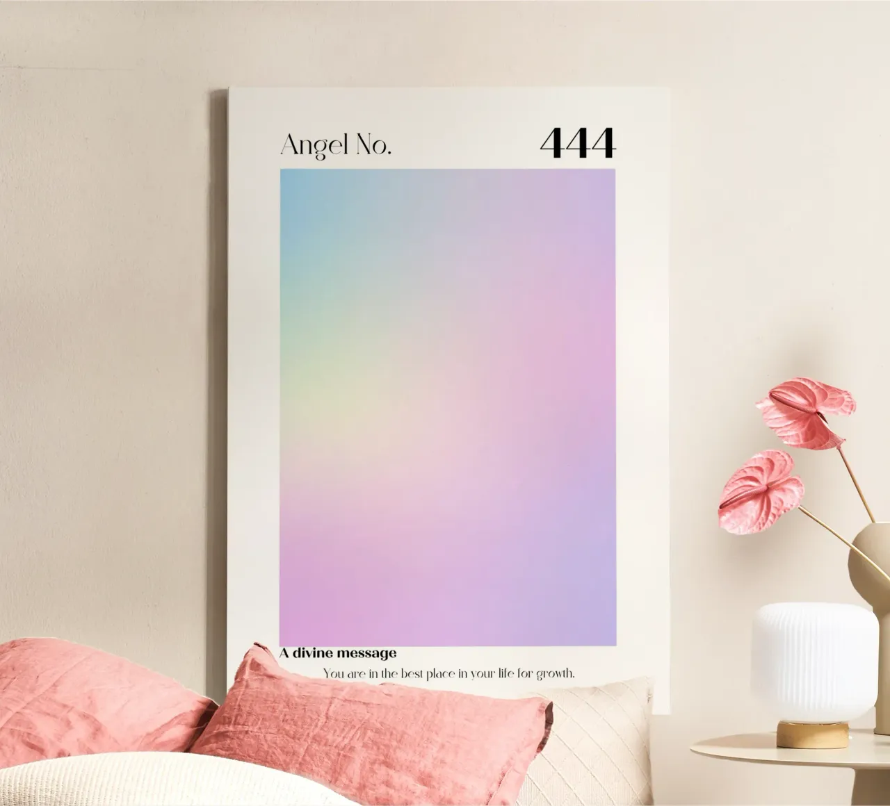 Angel Number 444 Divine Message Aura Gradient Art canvas by homdeco