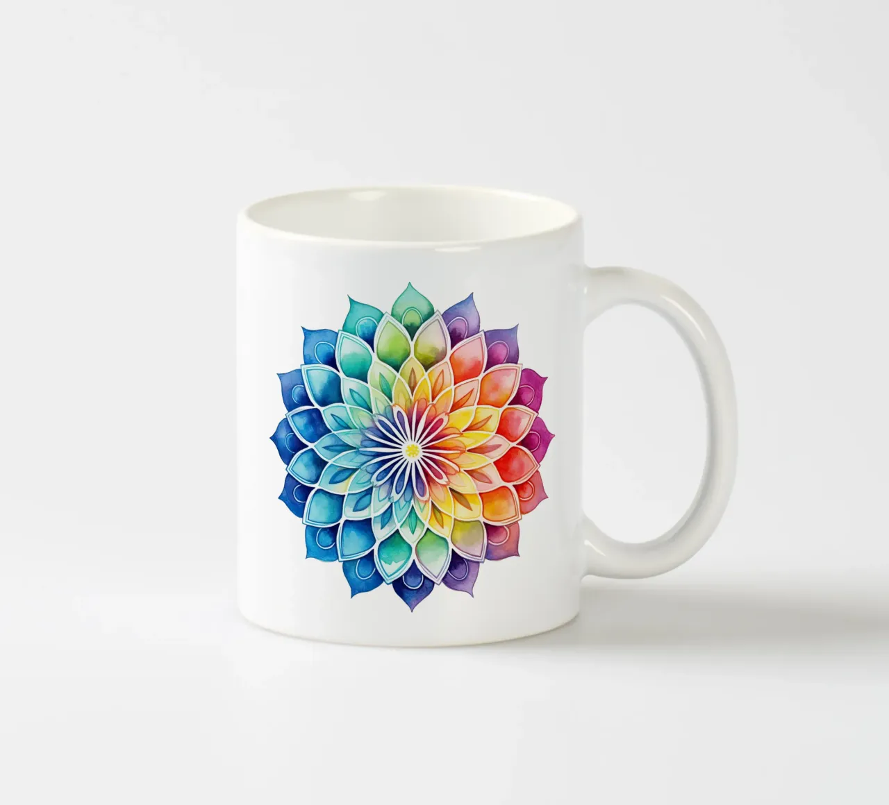 Mandala arcobaleno acquerellato tazza in ceramica da Spiritual Touch