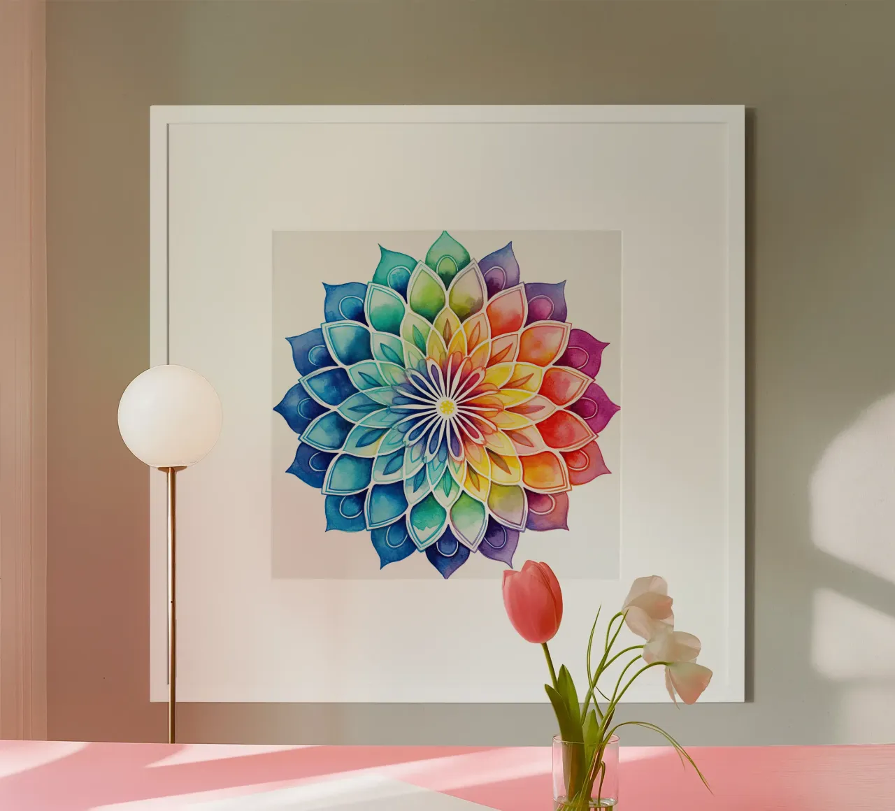 Mandala arcobaleno acquerellato poster da Spiritual Touch