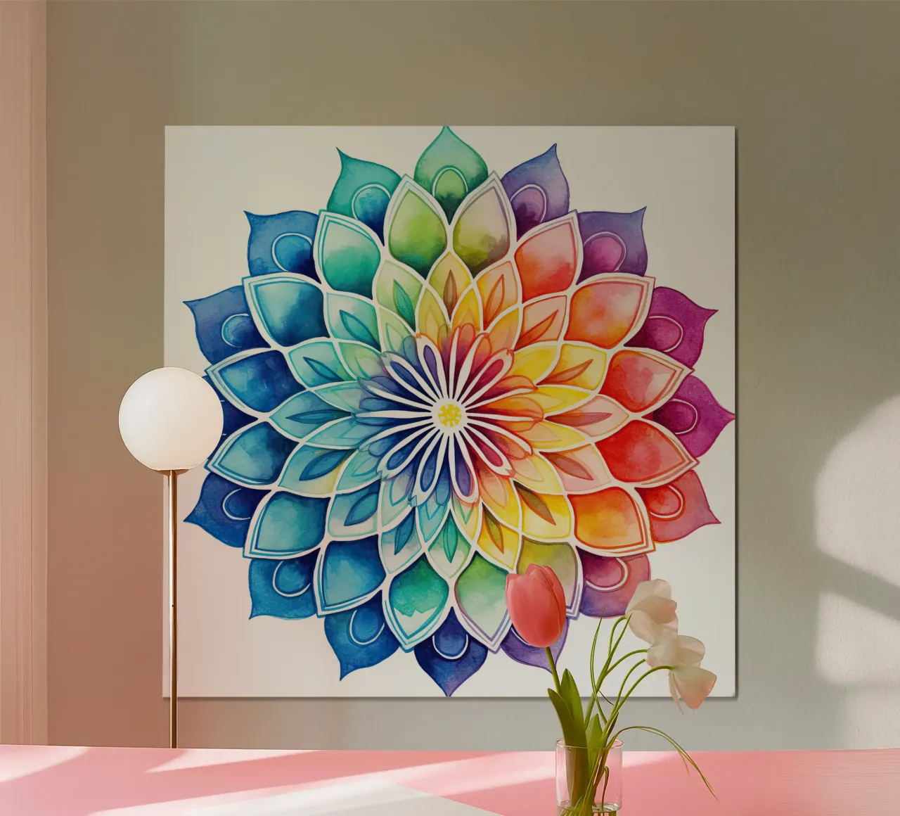 Mandala arcobaleno acquerellato poster da Spiritual Touch