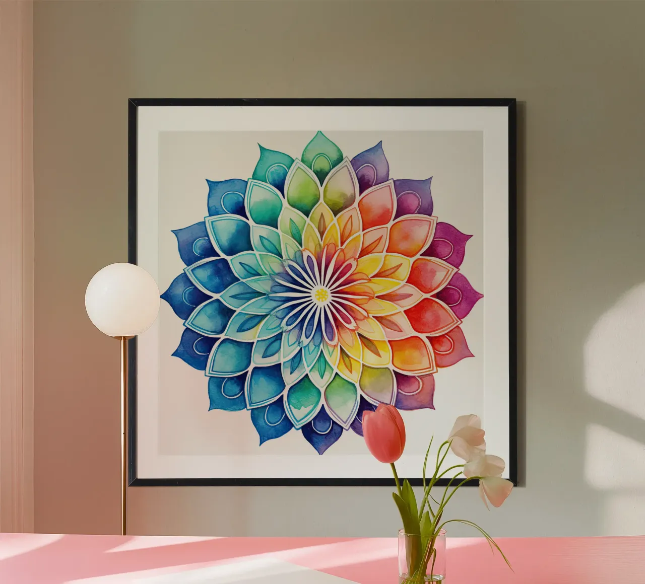 Mandala arcobaleno acquerellato poster da Spiritual Touch