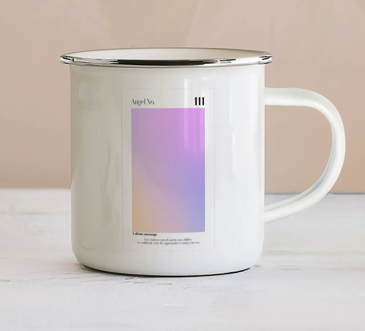 Angelo Numero 111 Messaggio Divino Aura Arte Gradiente tazza in smalto da homdeco