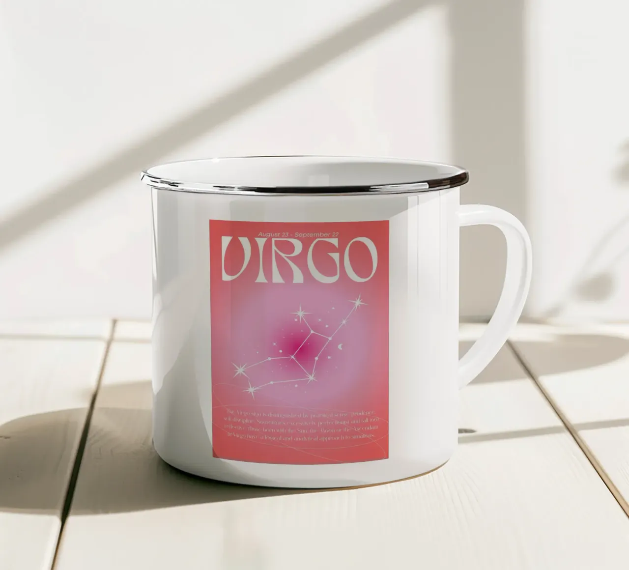 Maagd Sterrenbeeld Roze Aura Kleurverloop Poster emaille mok van homdeco