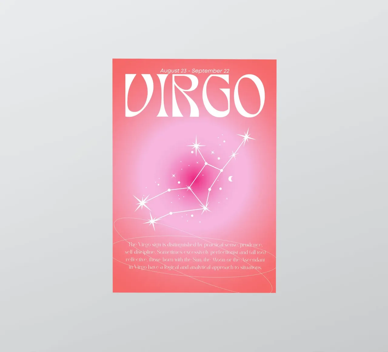 Virgo Zodiac Constellation Pink Aura Gradient Poster sticker by homdeco