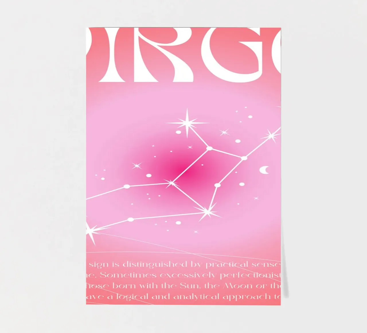 Constellation du zodiaque de la Vierge Poster dégradé rose Aura planche autocollant de homdeco