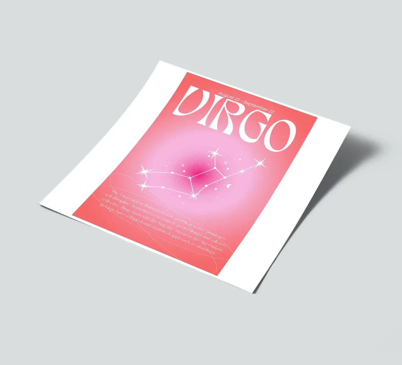 Constellation du zodiaque de la Vierge Poster dégradé rose Aura planche autocollant de homdeco