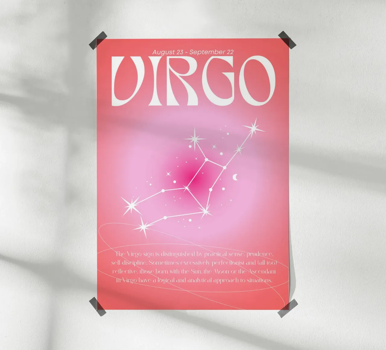 Jungfrau Tierkreiszeichen Sternbild Rosa Aura Gradient Poster Poster von homdeco