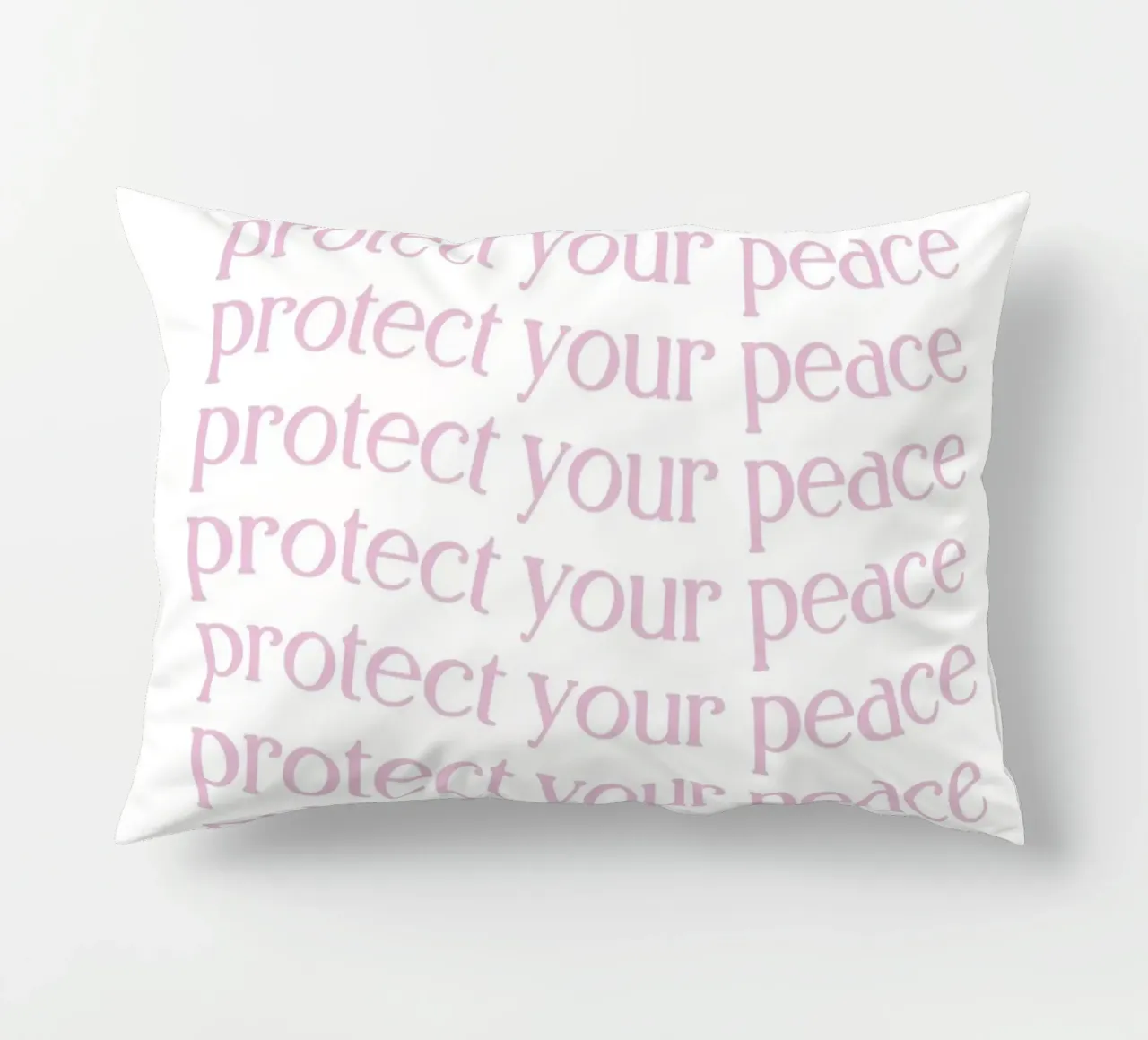 Poster estetico "Proteggi la tua pace" con testo ripetuto in rosa cuscino da homdeco