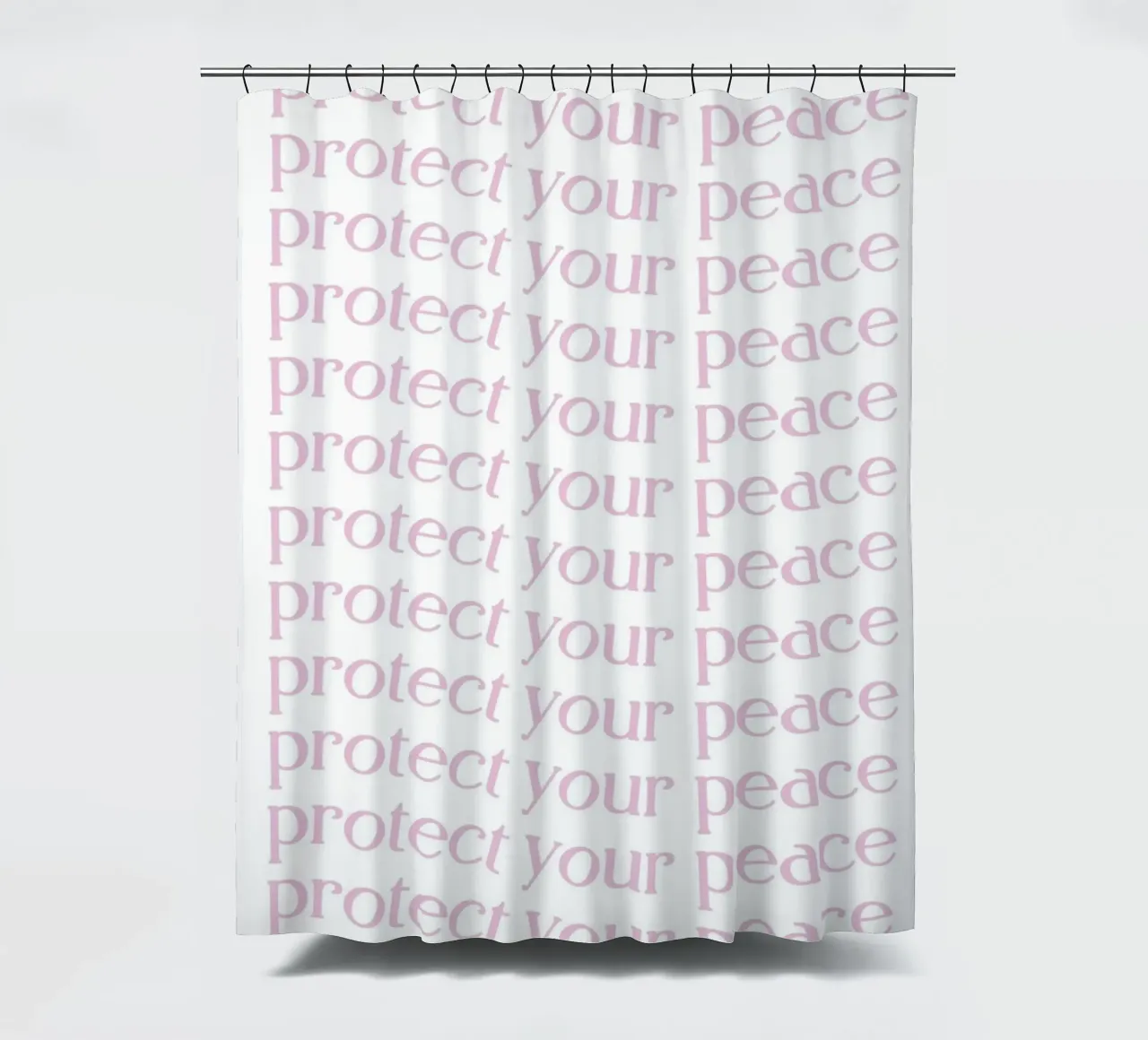 Poster estetico "Proteggi la tua pace" con testo ripetuto in rosa tenda da doccia da homdeco