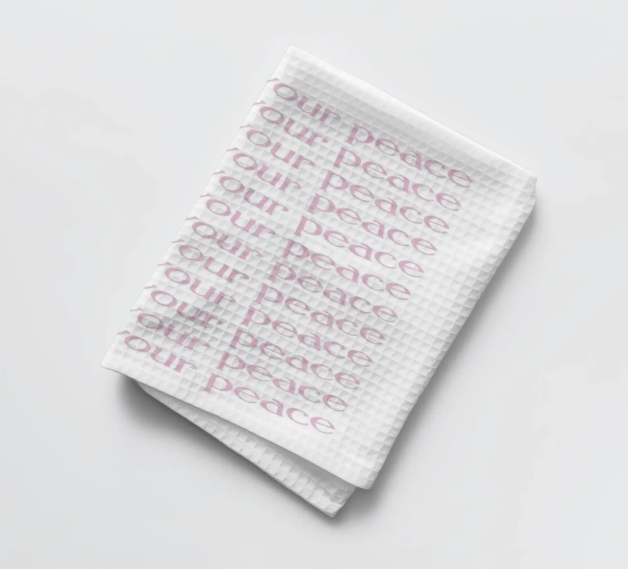Poster estetico "Proteggi la tua pace" con testo ripetuto in rosa canovaccio da cucina da homdeco