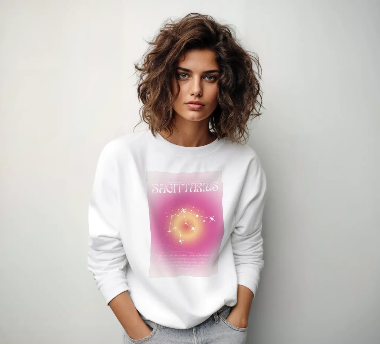 Sagitario Zodiaco Constelación Rosa Aura Gradiente Arte sudadera de homdeco