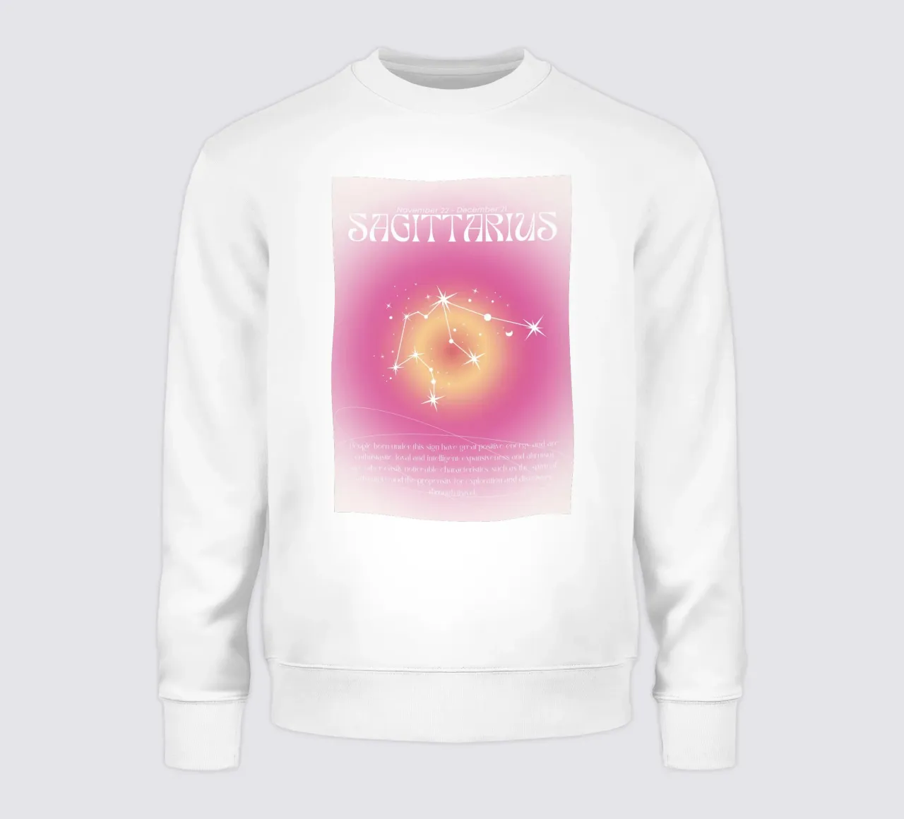 Sagitario Zodiaco Constelación Rosa Aura Gradiente Arte sudadera de homdeco