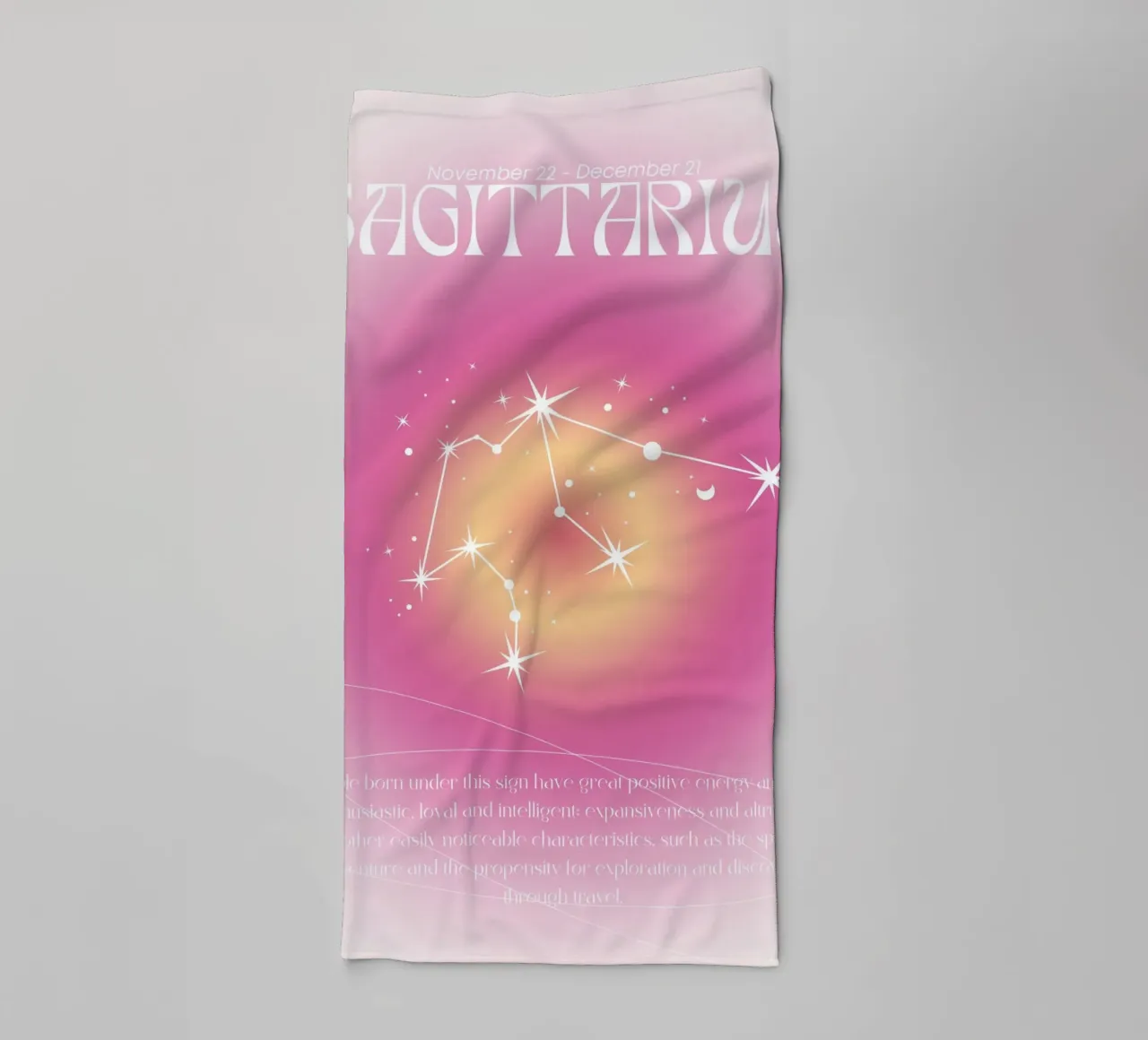 Boogschutter Sterrenbeeld Roze Aura Kleurverloop Kunst badhanddoek van homdeco