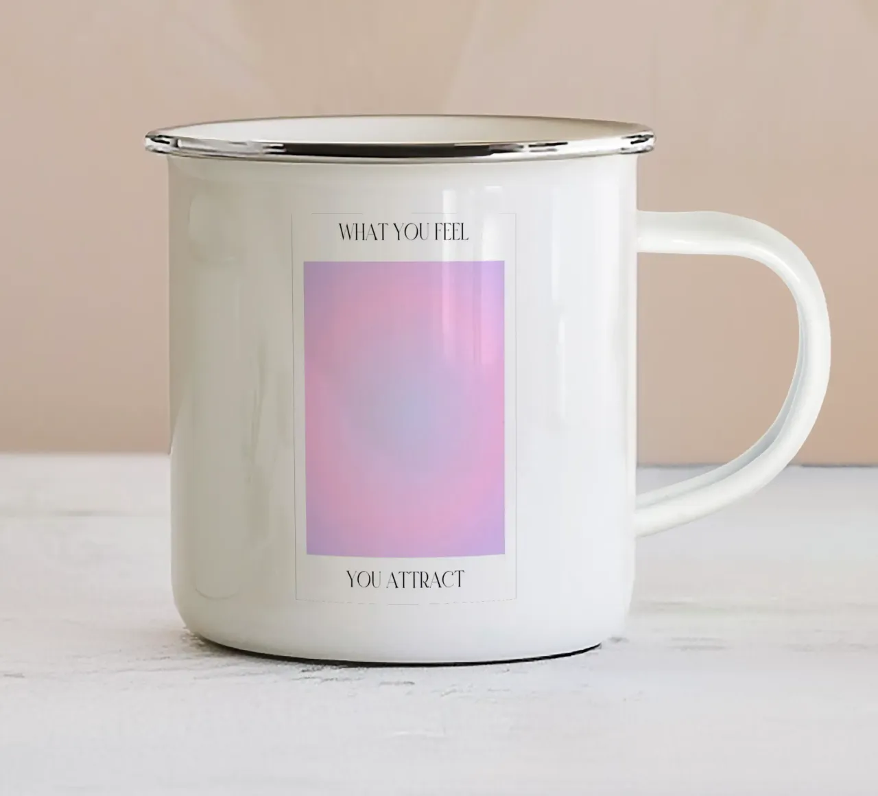 "What You Feel" Law of Attraction Aura Gradient Poster enamel mug by homdeco