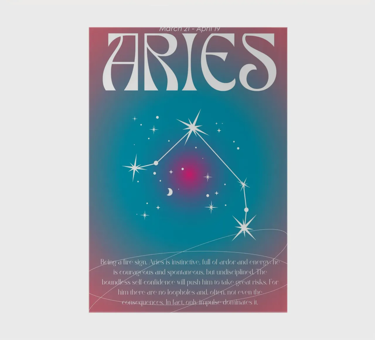 Aries Zodiac Constellation Pink Blue Aura Art Print notebook by homdeco