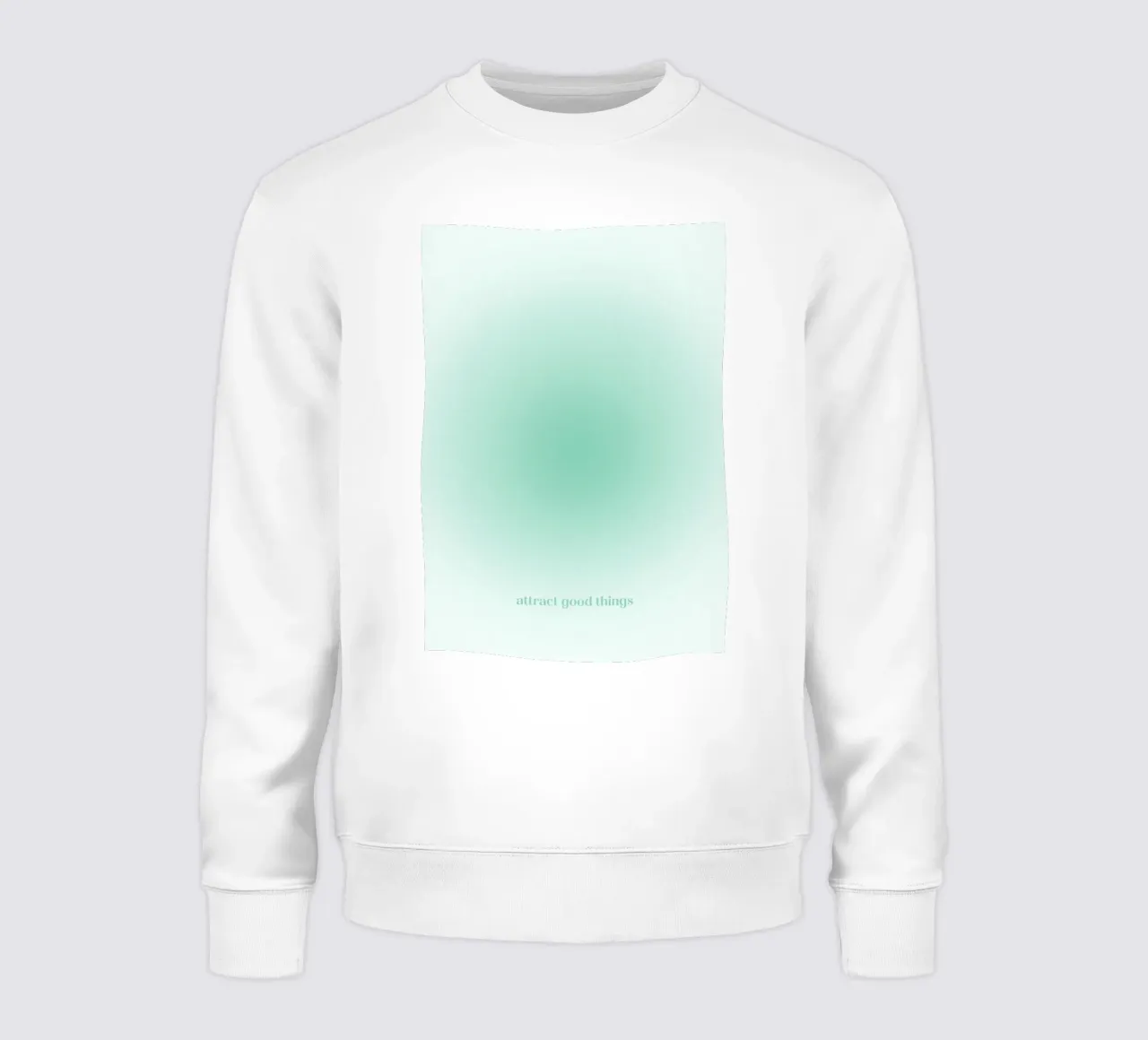 Stampa astratta "Attract Good Things" Mint Aura Gradient felpa da homdeco