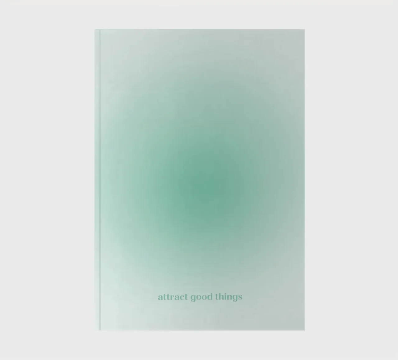 "Attract Good Things" Mint Aura Gradient Abstract Print notebook by homdeco