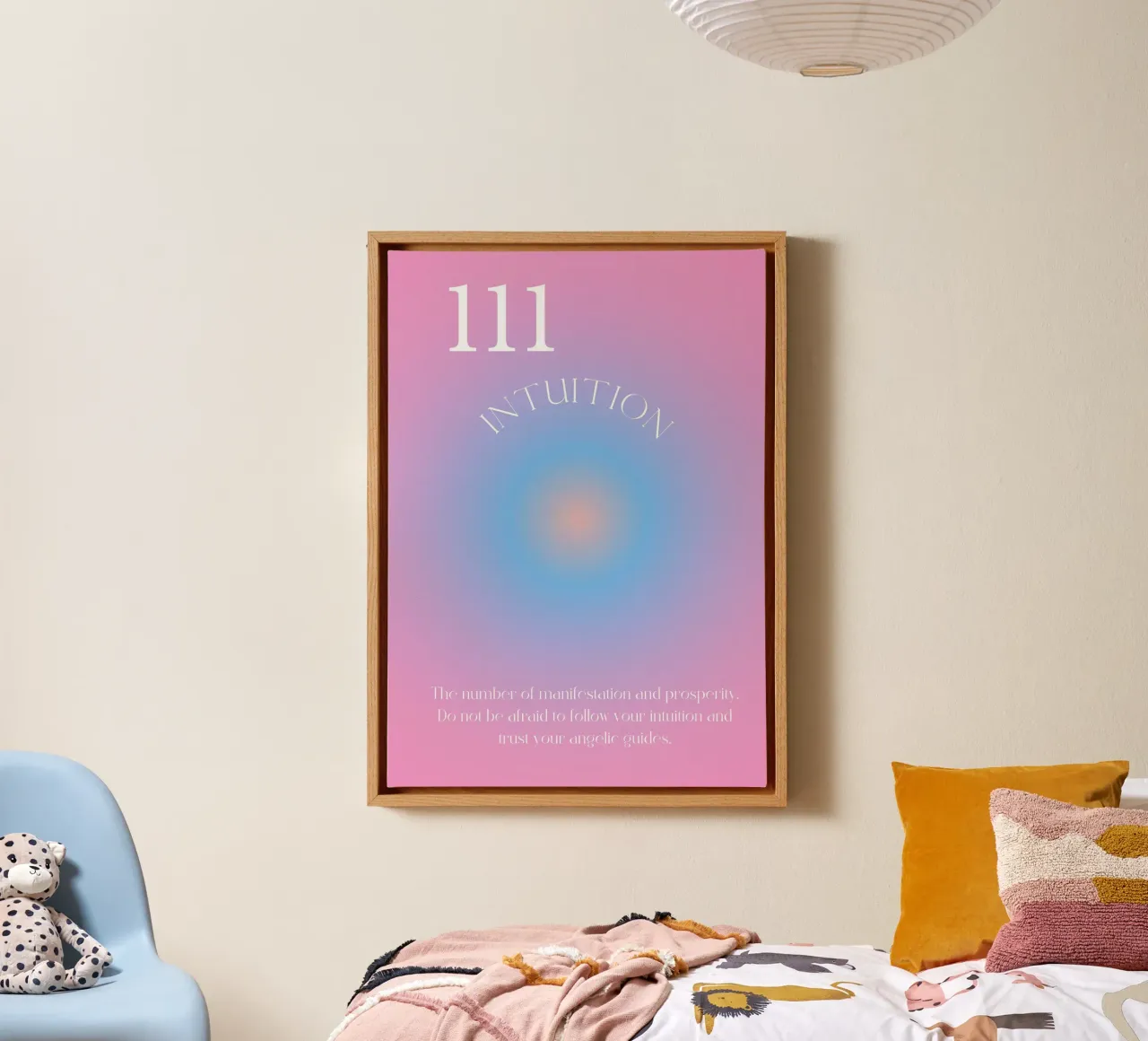 Angelo n. 111 Intuition Rosa Blu Aura Gradiente Poster tela con Cornice a cassetta da homdeco