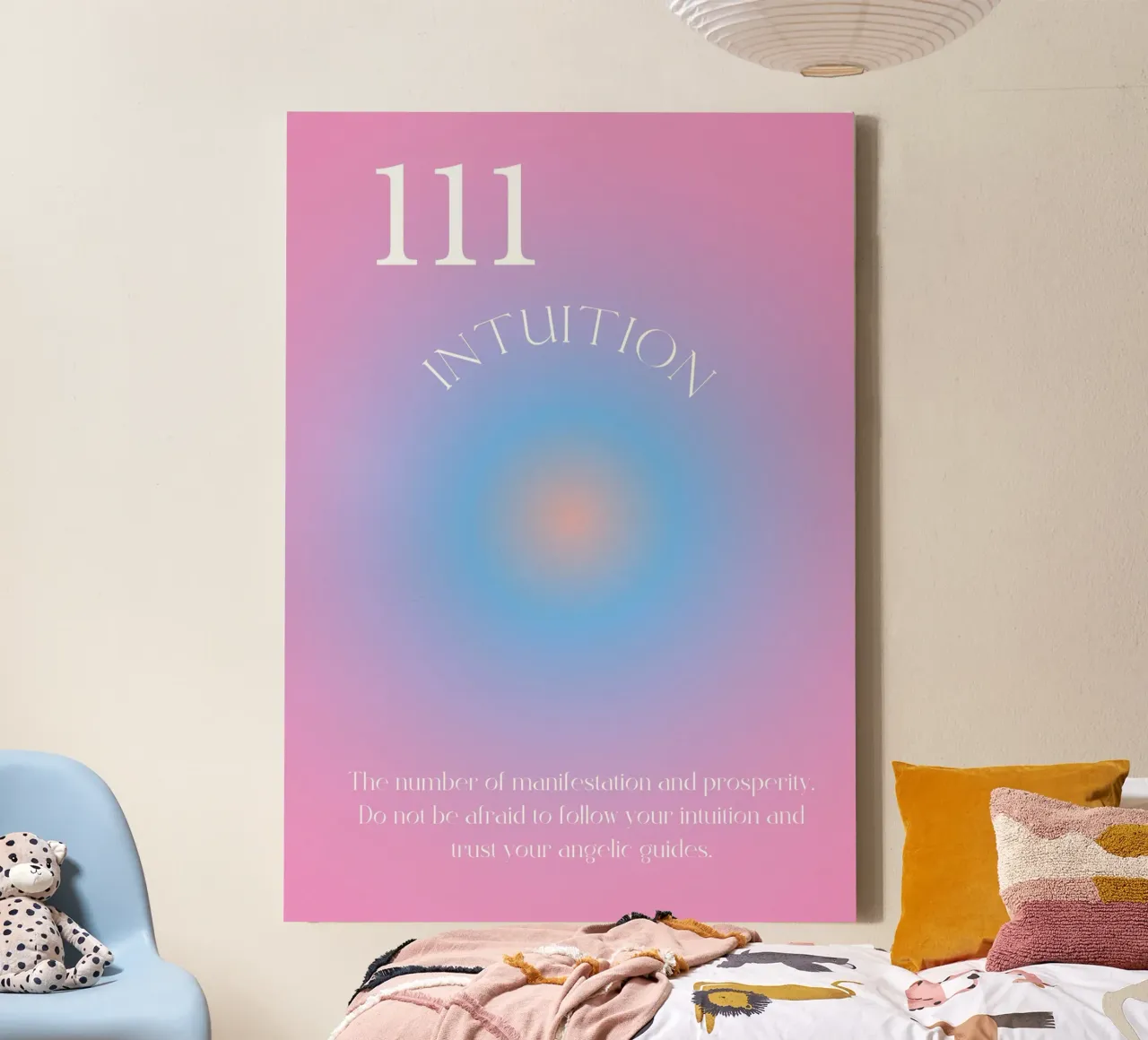 Angelo n. 111 Intuition Rosa Blu Aura Gradiente Poster tela con Cornice a cassetta da homdeco
