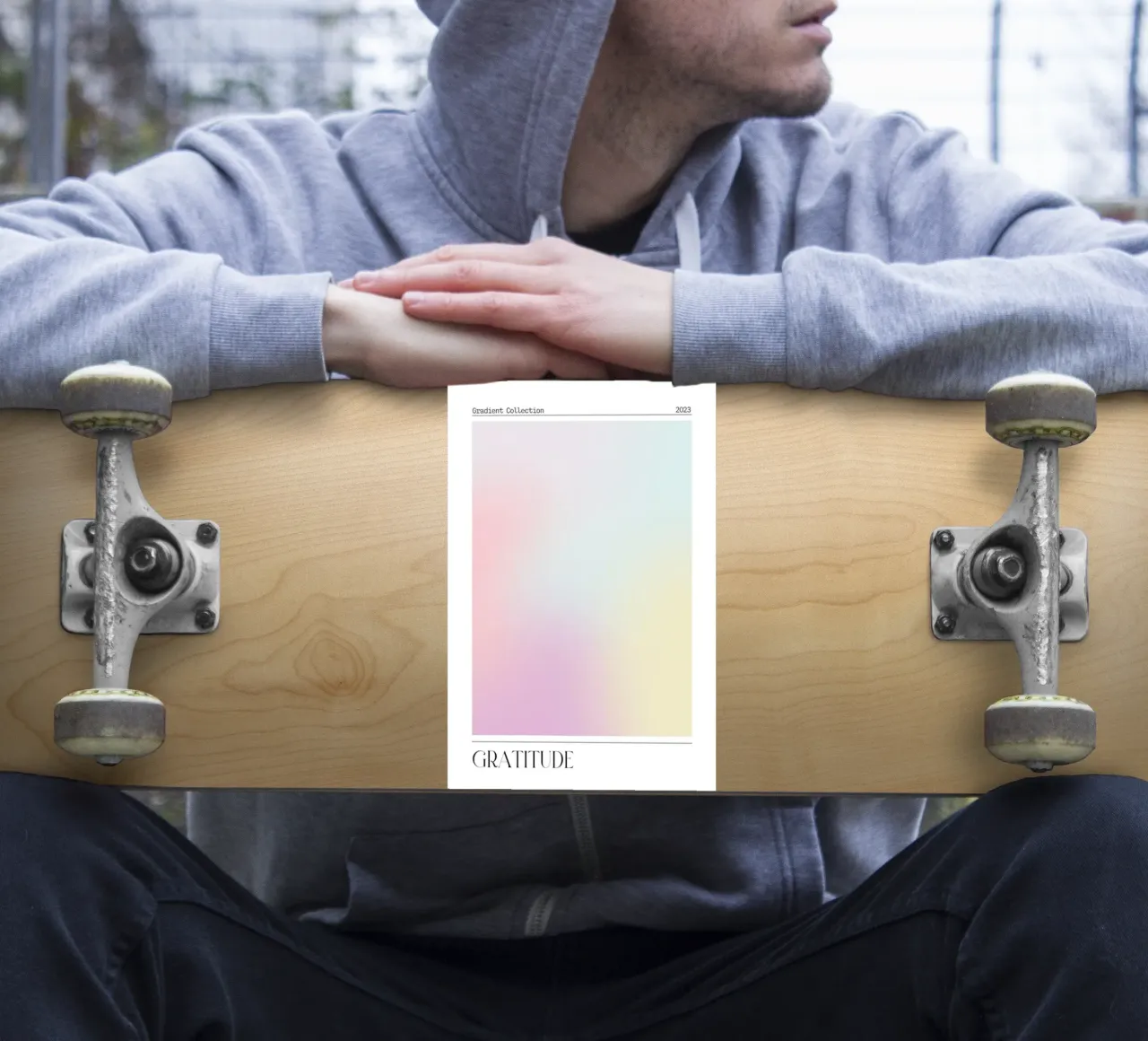 "Gratitude" Pastel Aura Gradient Collection Poster 2023 sticker by homdeco