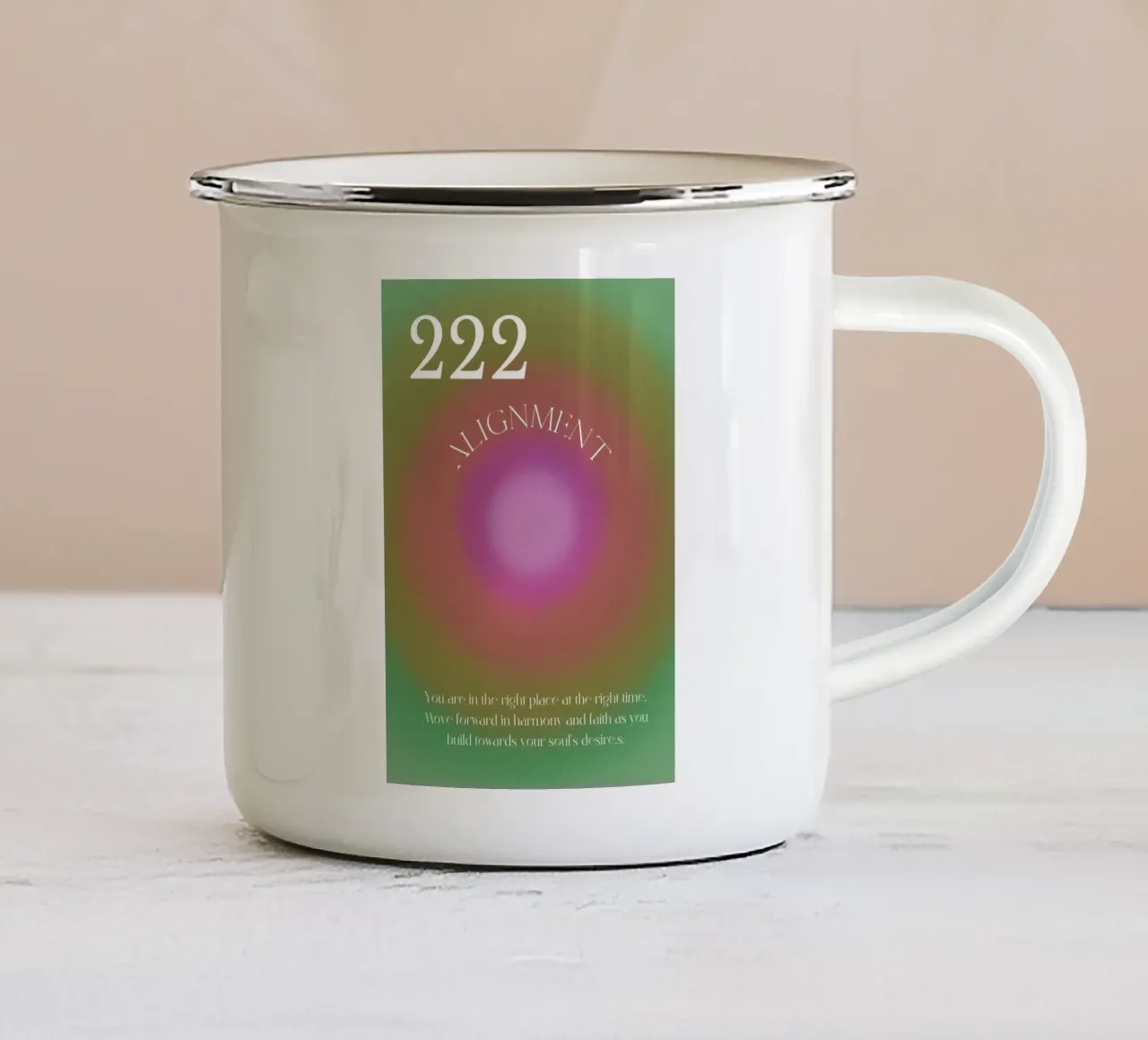Angelo n. 222 Allineamento rosa verde Aura Poster Art tazza in smalto da homdeco