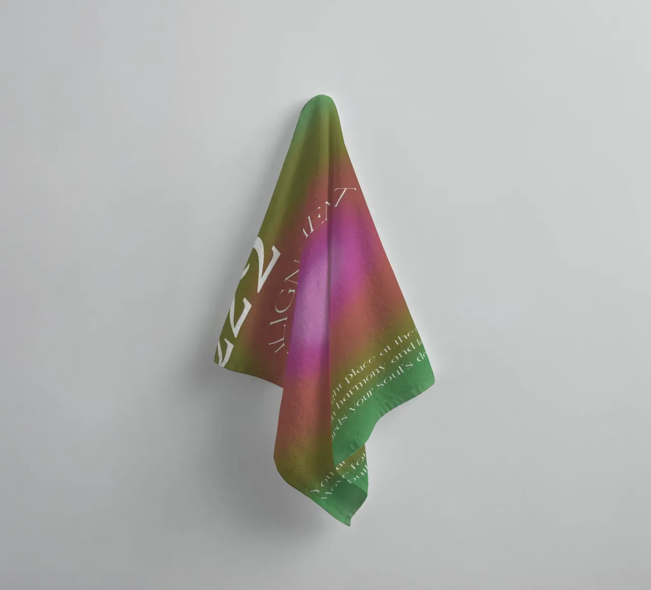 Angel No. 222 Alignment Pink Green Aura Poster Art towel by homdeco