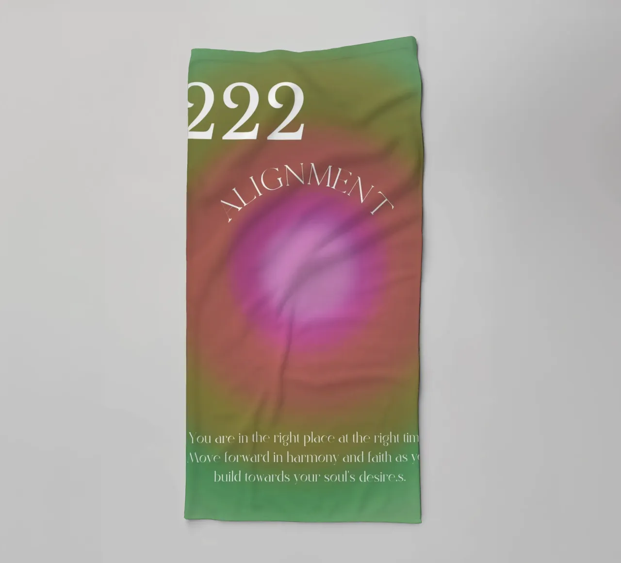 Angel No. 222 Alignment Pink Green Aura Poster Art towel by homdeco