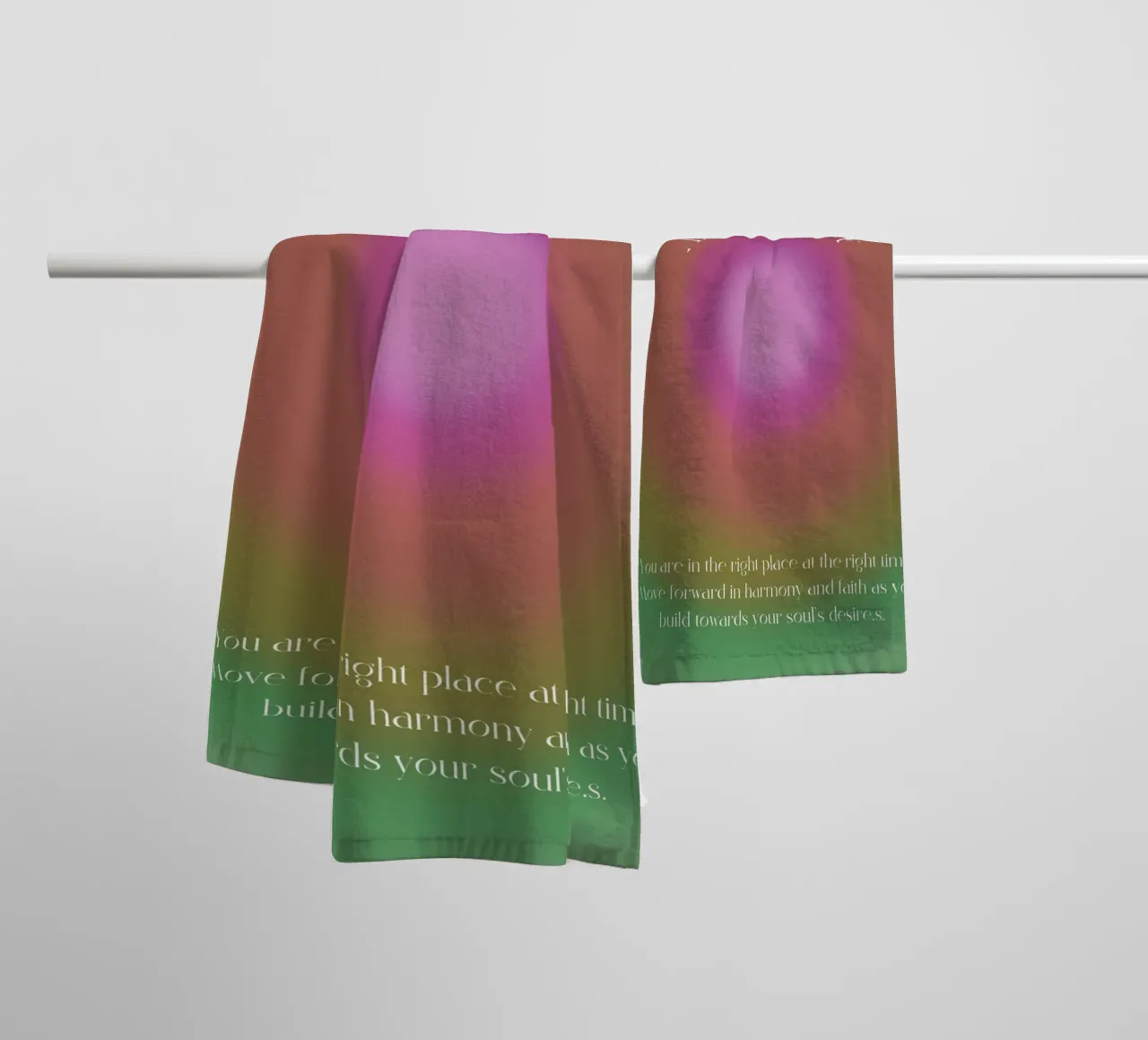 Angel No. 222 Alignment Pink Green Aura Poster Art towel by homdeco