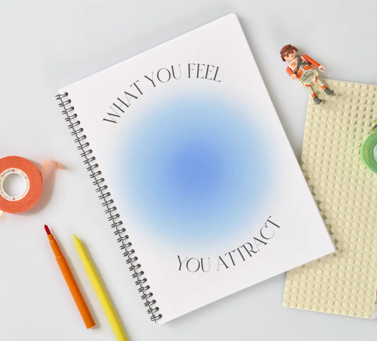 "Was Sie fühlen" Gesetz der Anziehung Blaue Aura Kunstdruck Ringbuch von homdeco